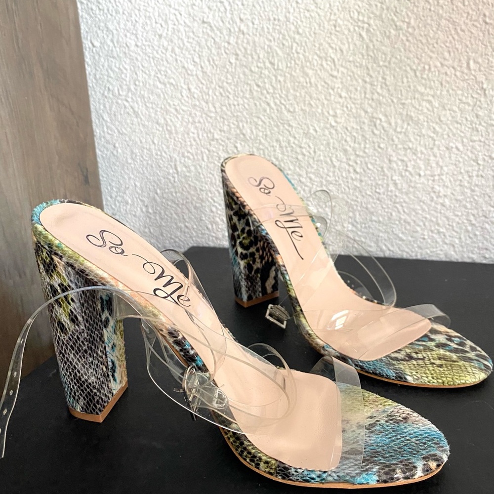 Faux Snakeskin PVC Heels